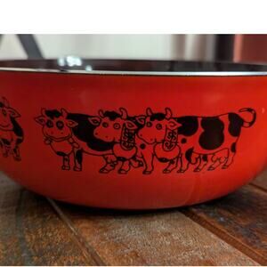 SWITZERLAND SCHWEIZ  Silit Foundue Red Pot with Cows